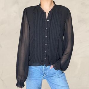 Aritzia black ruffled Wilfred blouse size medium coquette office